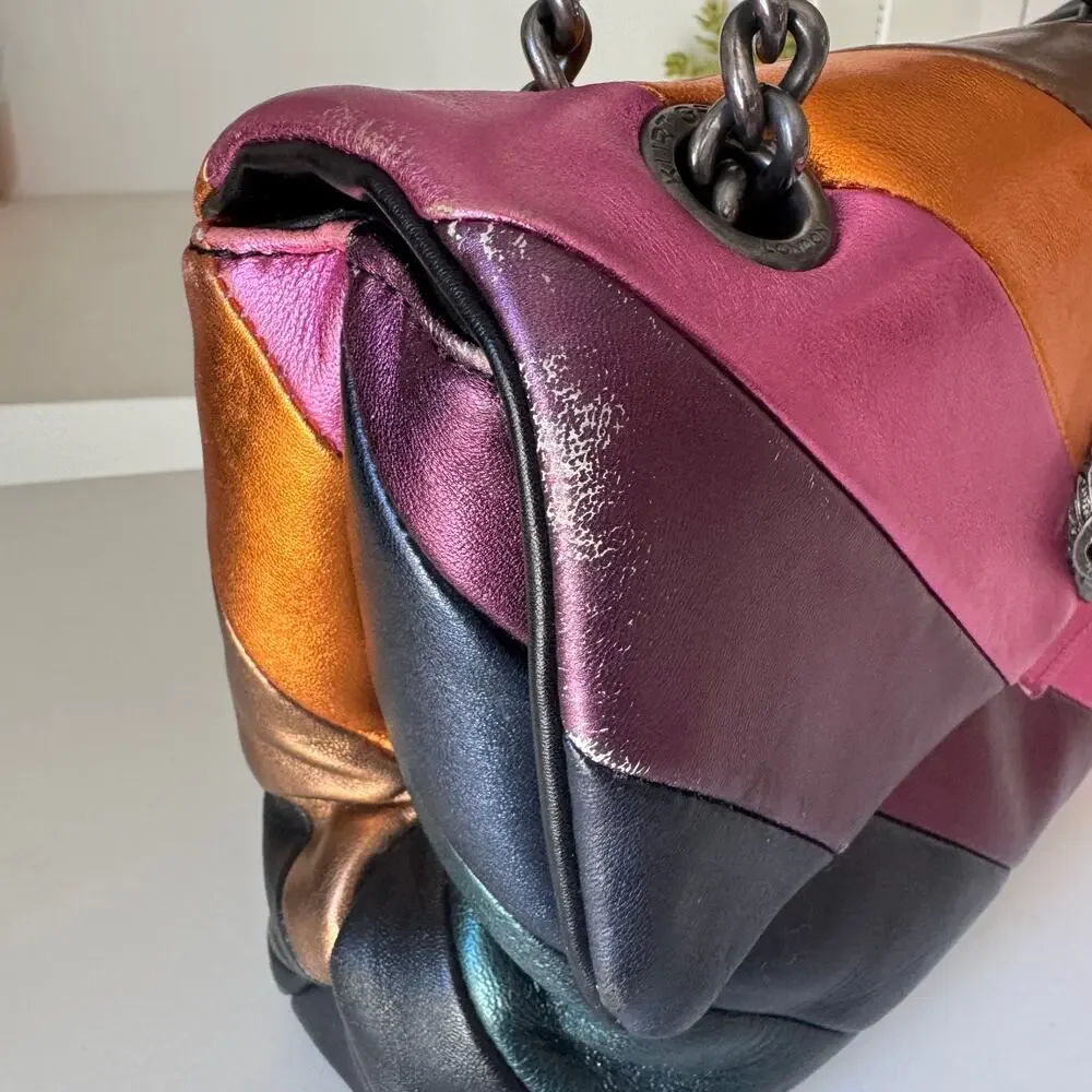 Kurt Geiger London Metallic Rainbow Stripe Kensington Convertible Shoulder Bag - Picture 10 of 11